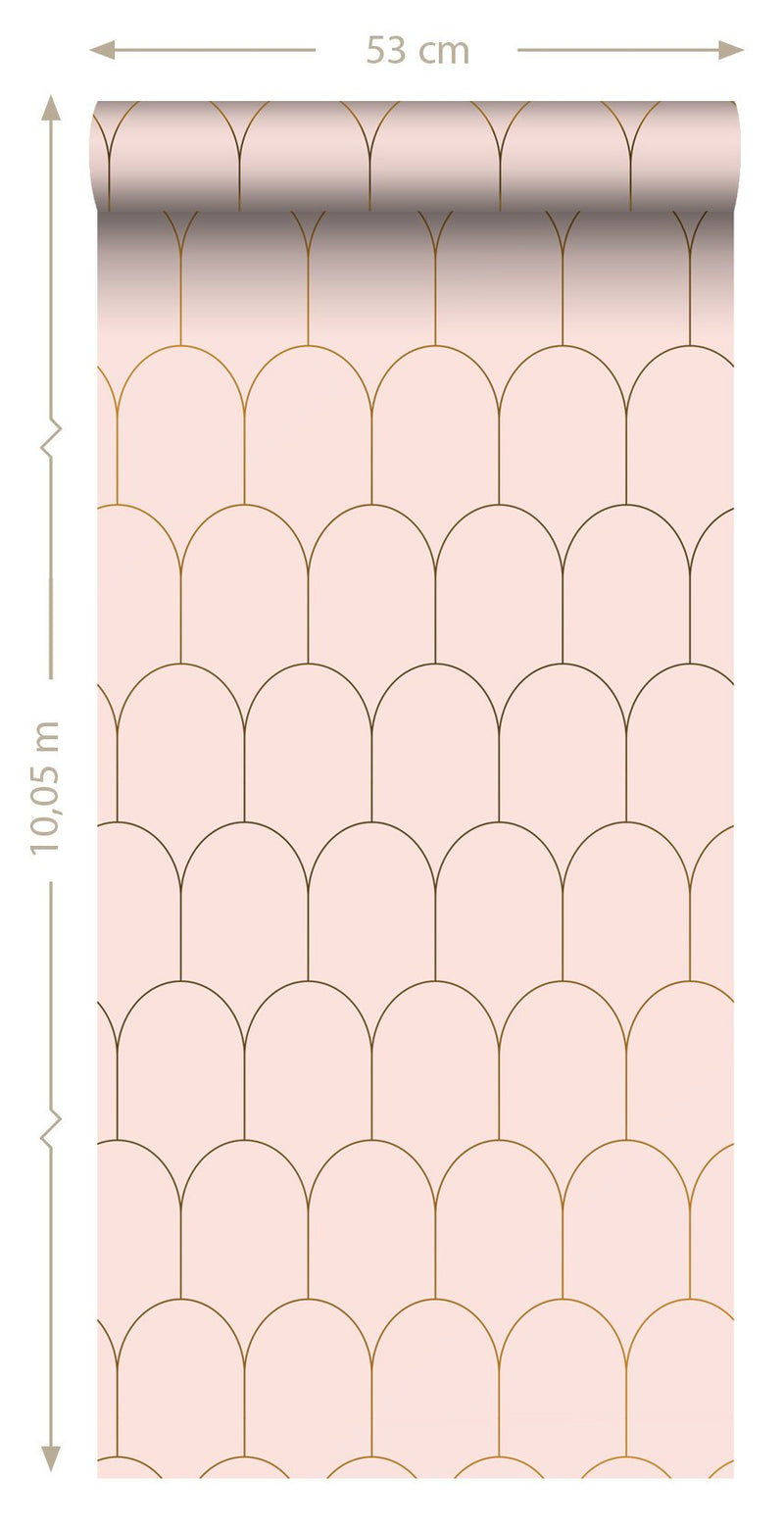 ESTAhome tapet art deco milt rosa och guld - Hemmavid.se