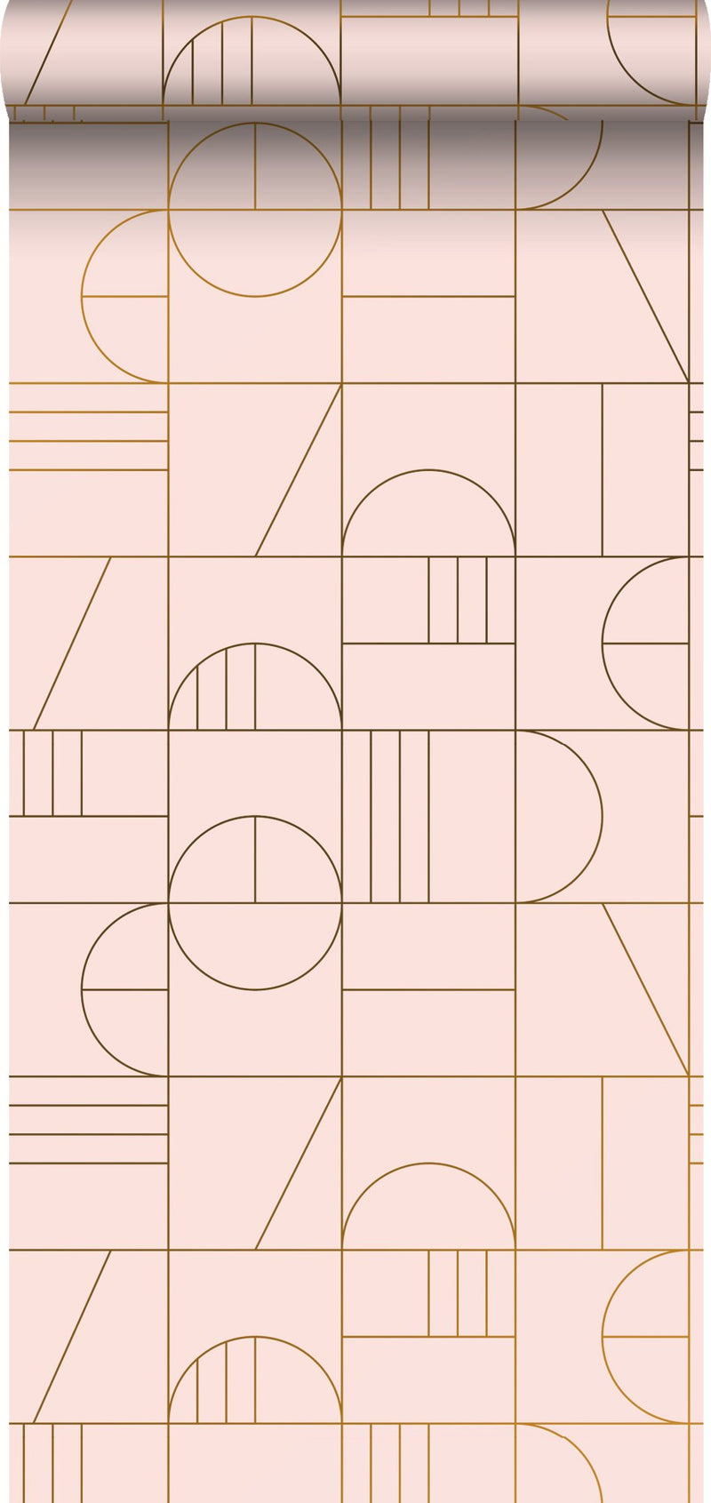 ESTAhome tapet art deco milt rosa och guld - Hemmavid.se