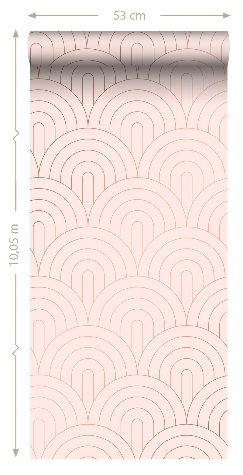 ESTAhome tapet art deco milt rosa och rosa guld - Hemmavid.se