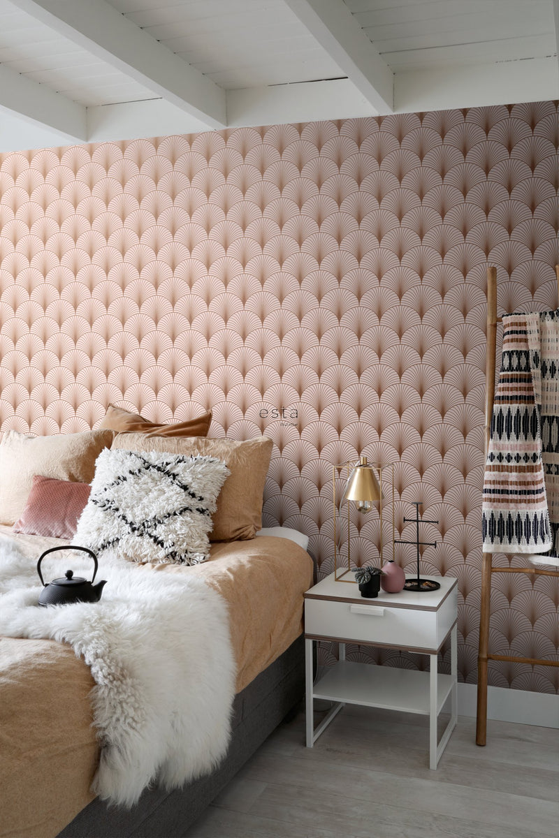 ESTAhome tapet art deco milt rosa och rosa guld - Hemmavid.se