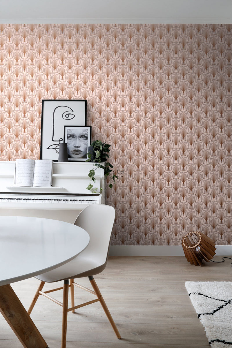 ESTAhome tapet art deco milt rosa och rosa guld - Hemmavid.se