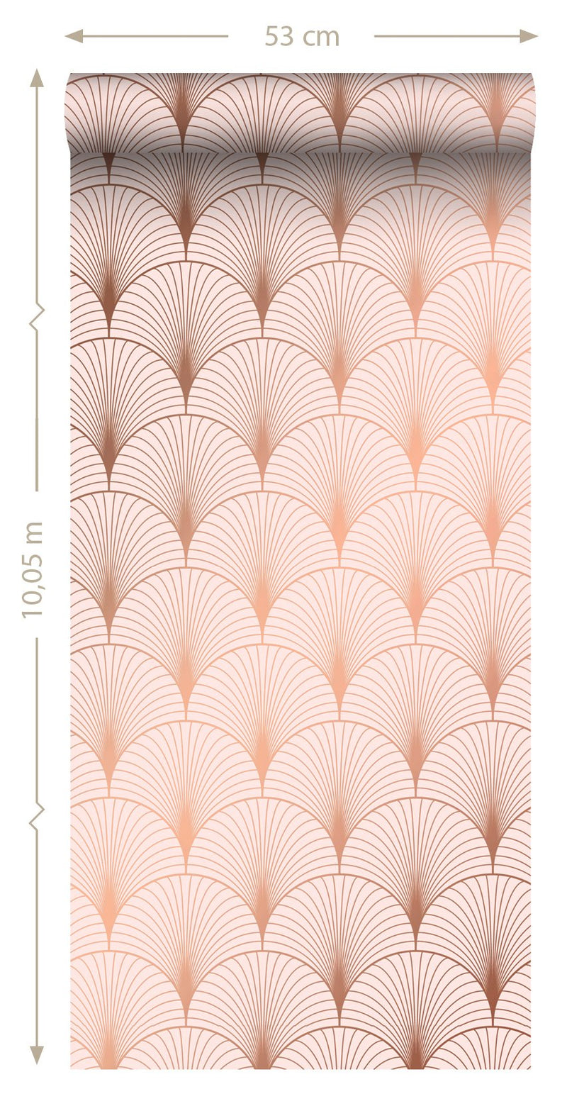 ESTAhome tapet art deco milt rosa och rosa guld - Hemmavid.se