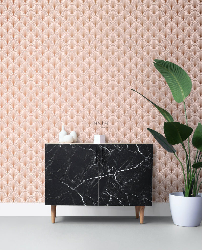 ESTAhome tapet art deco milt rosa och rosa guld - Hemmavid.se