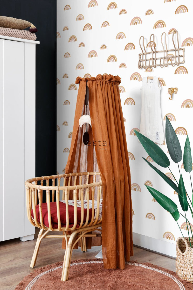 ESTAhome tapet regnbågar röd, rosa och beige  på Hemmavid.se