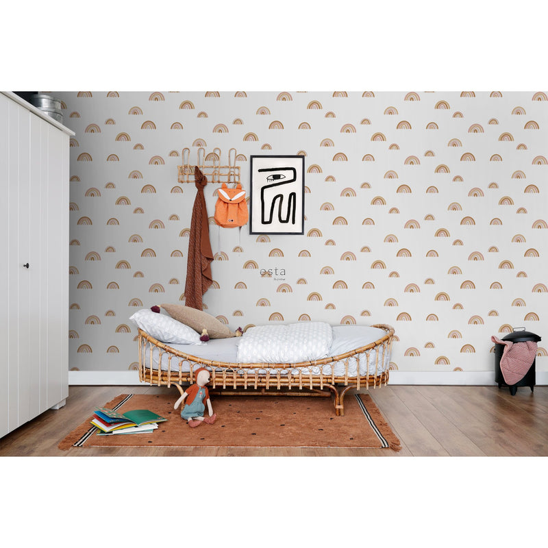 ESTAhome tapet regnbågar röd, rosa och beige  på Hemmavid.se