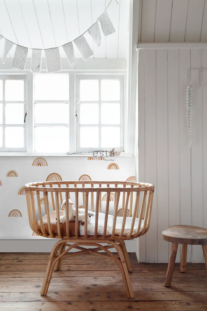 ESTAhome tapet regnbågar röd, rosa och beige  på Hemmavid.se