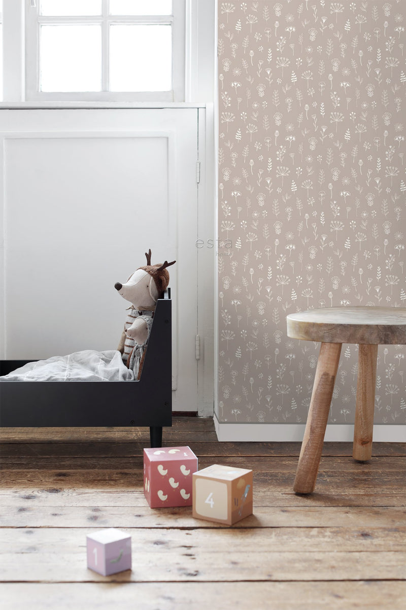 ESTAhome tapet blommönster antikrosa och vitt  på Hemmavid.se