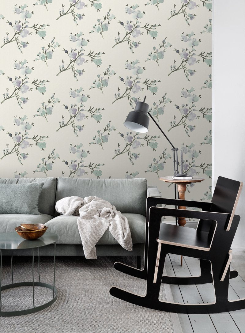 ESTAhome tapet körsbärsblom - beige och syrénlila - Hemmavid.se