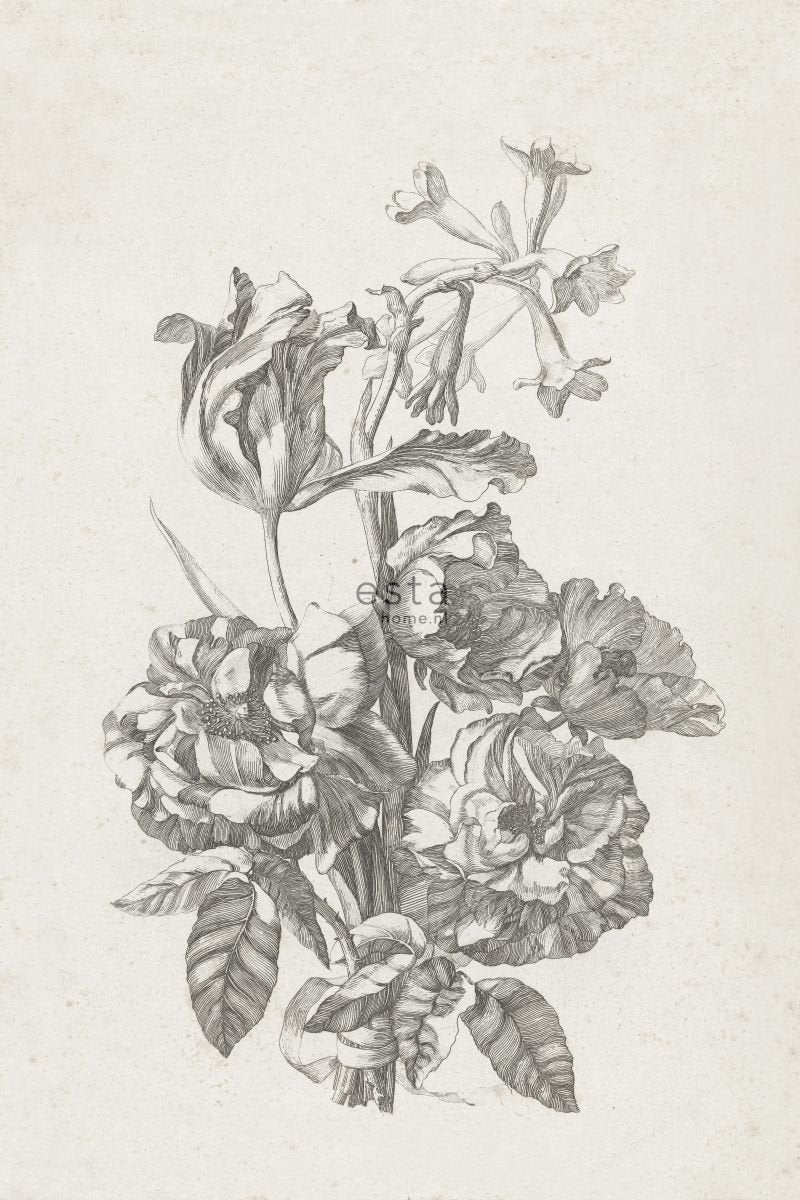 ESTAhome fototapet stilleben med blommor - svart - Hemmavid.se