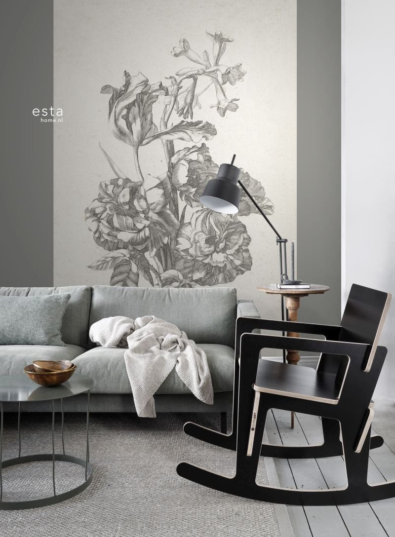ESTAhome fototapet stilleben med blommor - svart - Hemmavid.se