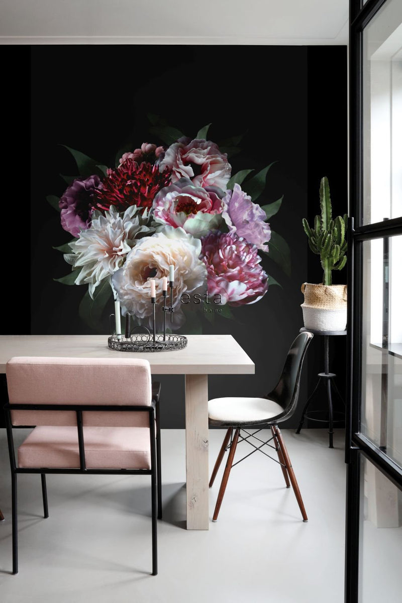 ESTAhome fototapet stilleben med blommor - svart - Hemmavid.se