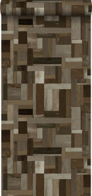 Origin tapet träskräp plankor motiv - mörkbrunt - Hemmavid.se