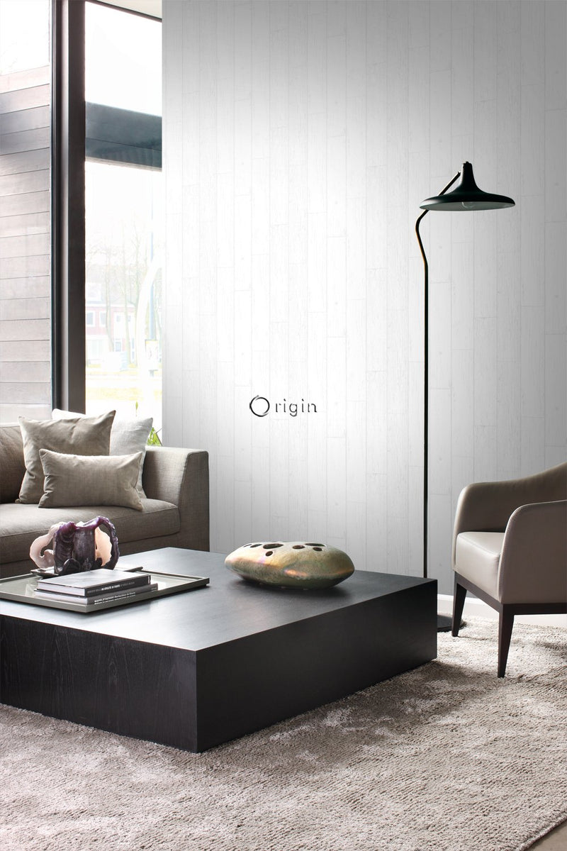 Origin tapet slitna träplankor - vitt och silver - Hemmavid.se