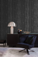 Origin tapet slitna träplankor - svart och silver - Hemmavid.se