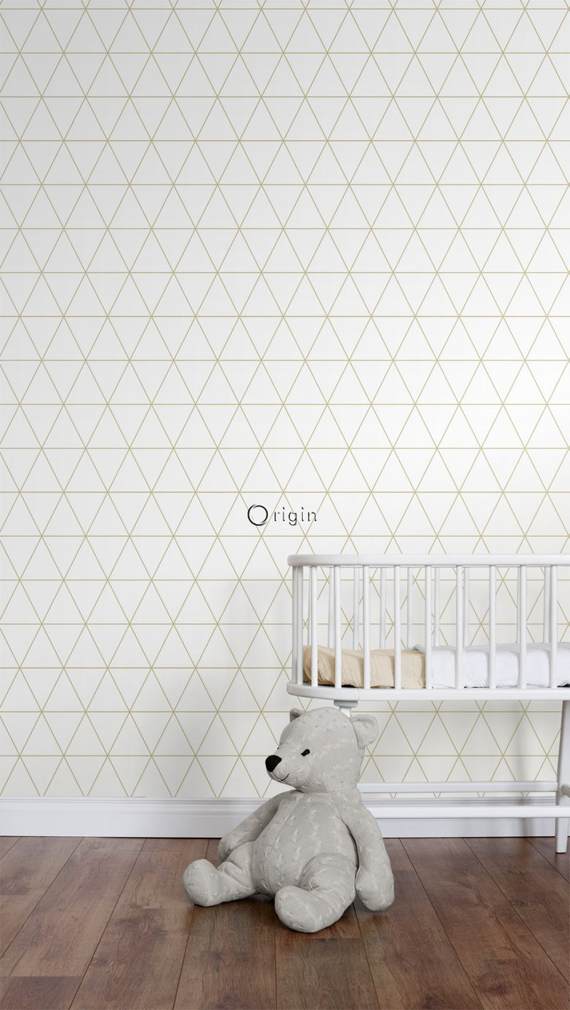 Origin tapet grafiska trianglar - vitt och guld - Hemmavid.se