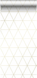 Origin tapet grafiska trianglar - vitt och guld - Hemmavid.se