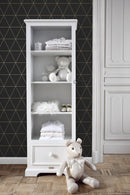 Origin tapet grafiska trianglar - svart och guld - Hemmavid.se