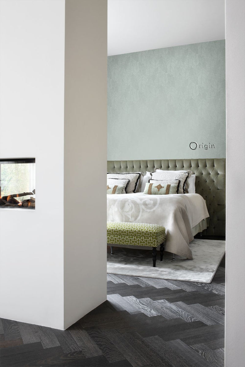 Origin tapet löv -  grågrönt - Hemmavid.se