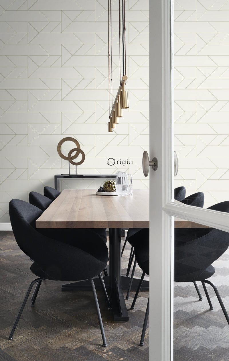 Origin tapet grafiska linjer -  beige och guld - Hemmavid.se