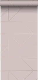 Origin tapet grafiska linjer -  antikrosa och guld - Hemmavid.se