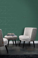 Origin tapet grafiska linjer -  mörkgrönt - Hemmavid.se