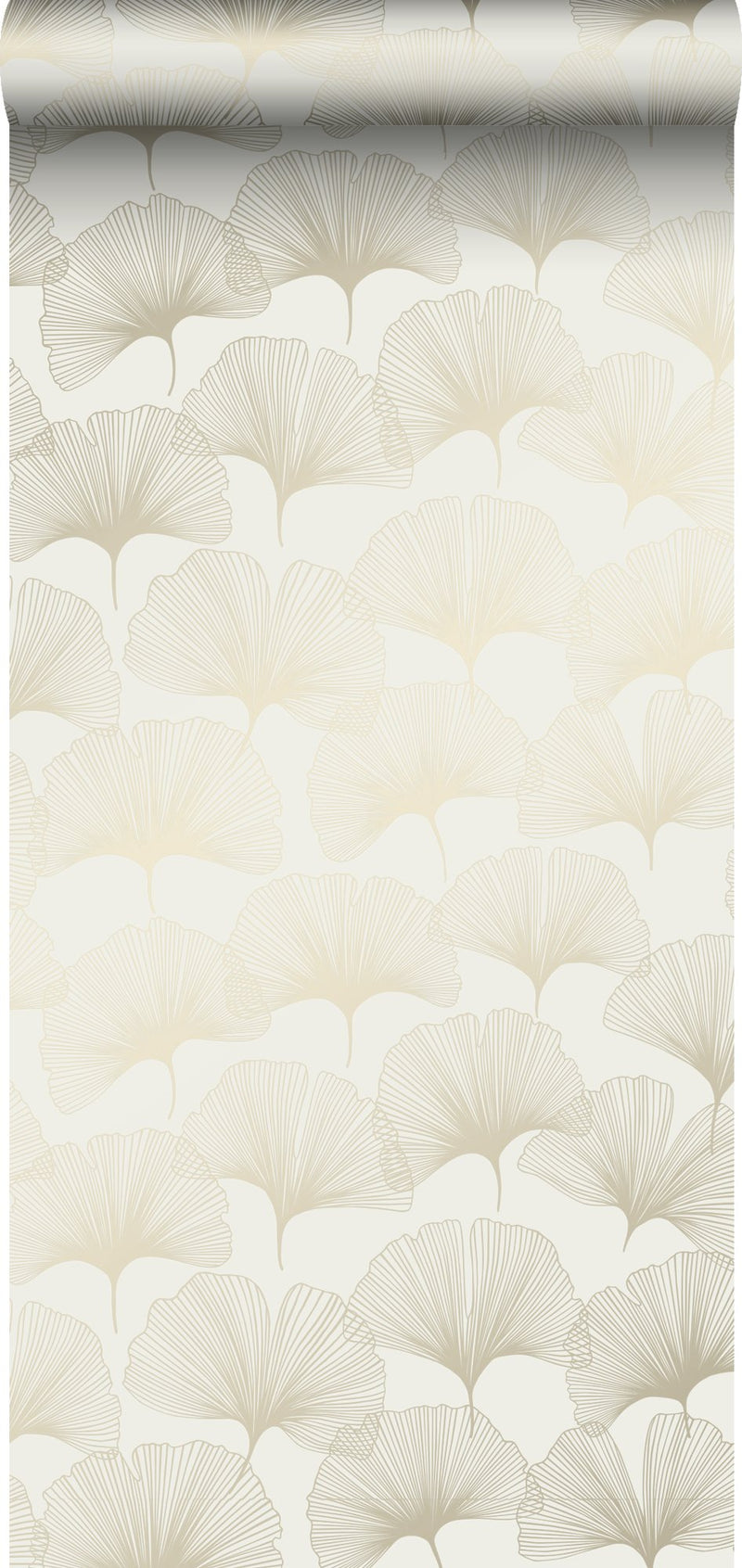 Origin tapet gingkoblad -  beige och guld - Hemmavid.se