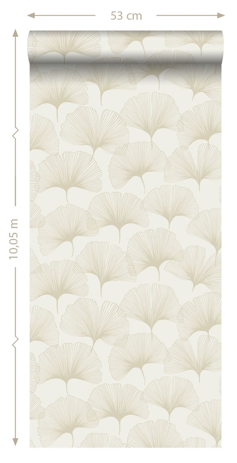 Origin tapet gingkoblad -  beige och guld - Hemmavid.se
