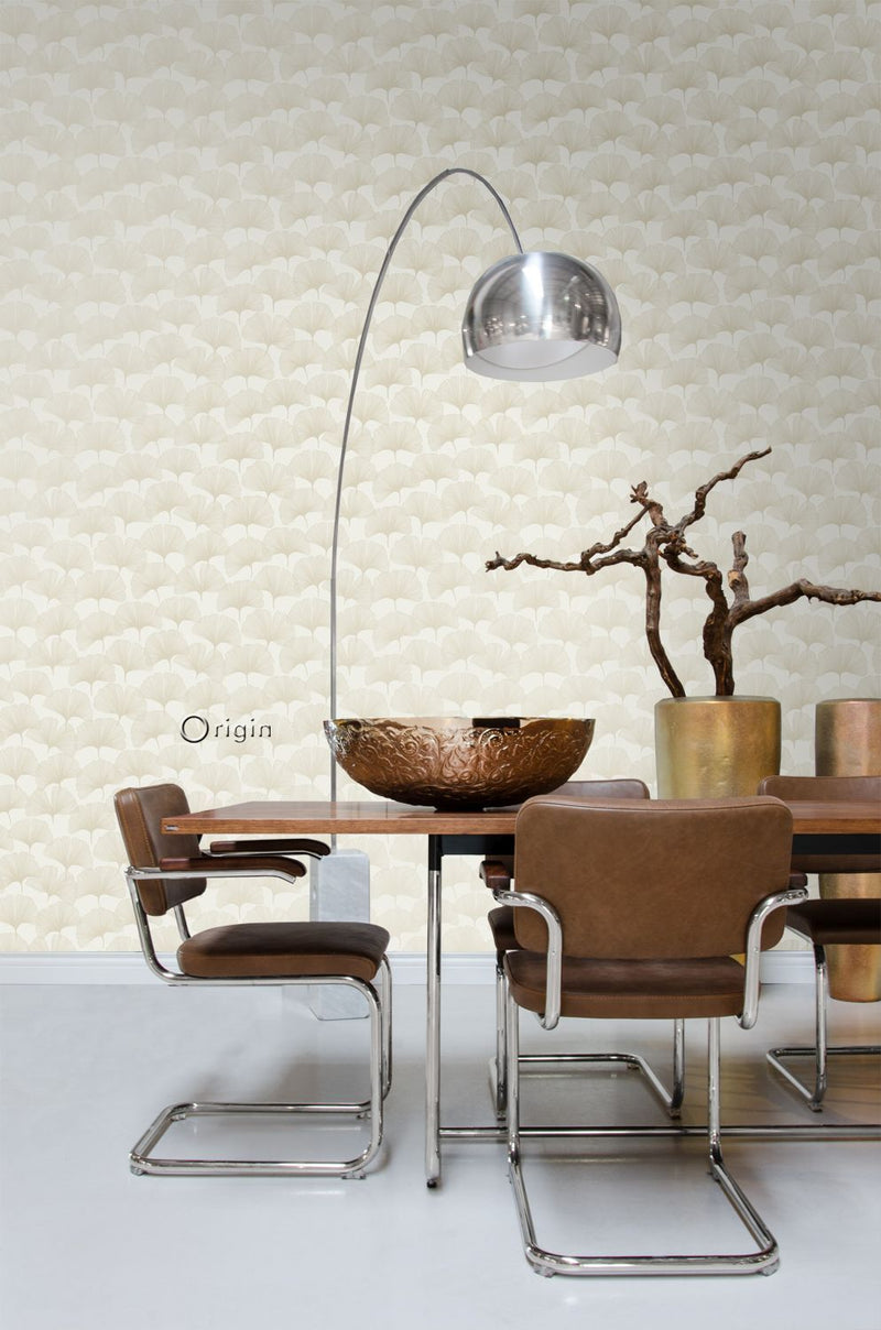 Origin tapet gingkoblad -  beige och guld - Hemmavid.se
