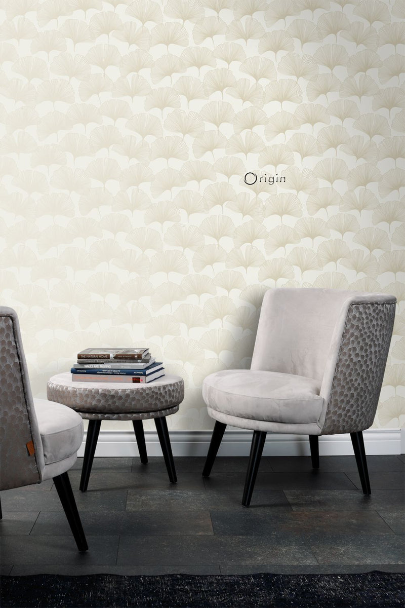 Origin tapet gingkoblad -  beige och guld - Hemmavid.se