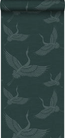 Origin tapet kranfåglar - bensinblått - Hemmavid.se